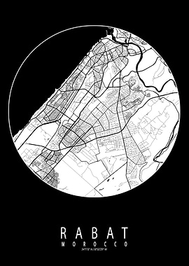 Rabat City Map Full Moon