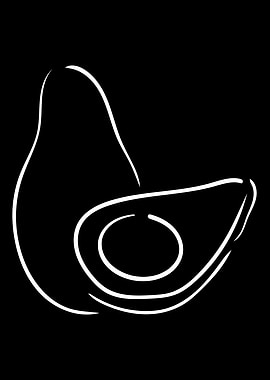 Avocado Line Art Minimal