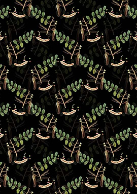 Black Floral Carob Pattern