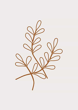 Botanical leaf line art