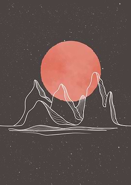 Mountain Sun Line Art