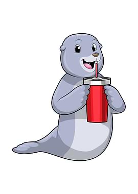 Seal Drinking cup Straw