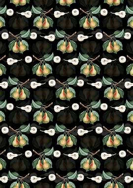 Black Floral Pear Pattern