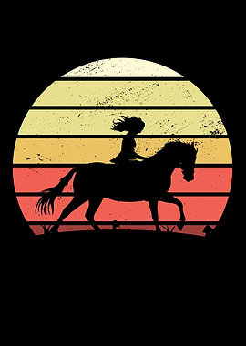 Retro Girl Horse