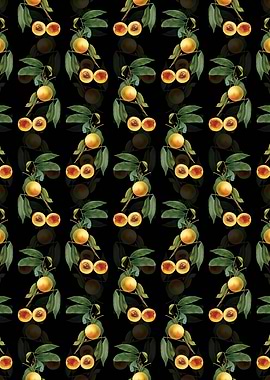 Black Floral Peach Pattern