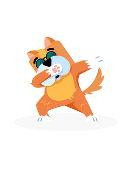 Dabbing dance white dog wi