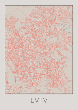 Lviv Vintage Map Ukraine