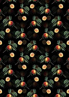Black Floral Peach Pattern