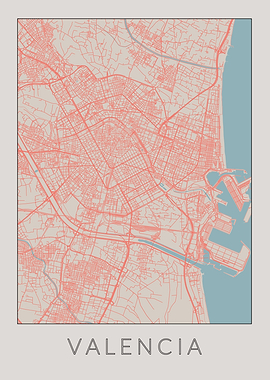 Valencia Vintage Map