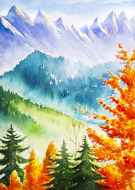 Fall Carmine Trees