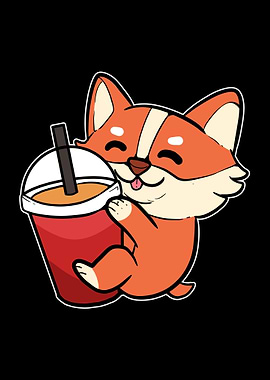 Corgi Drinking Boba
