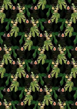 Black Floral Figs Pattern