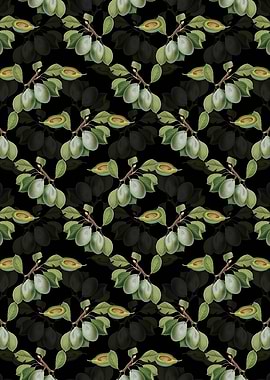 Black Floral Plum Pattern