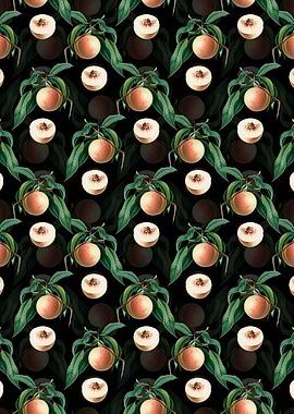 Black Floral Peach Pattern