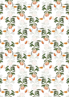 White Floral Plum Pattern