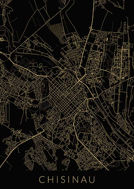 Chisinau Map Black Gold