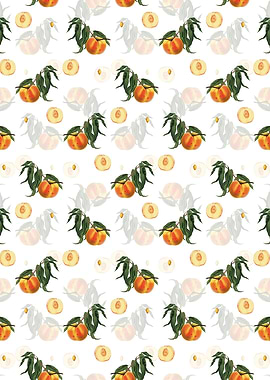 White Floral Peach Pattern