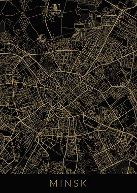 Minsk Map Black Gold
