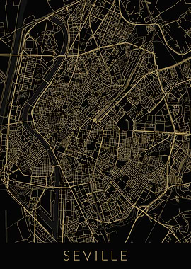 Seville Map Black Gold