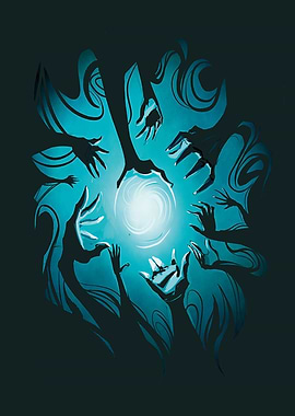 Hands around magical ball