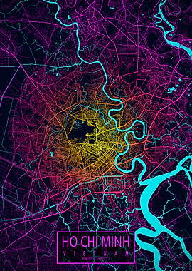 Ho Chi Minh City Map Neon