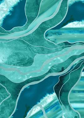 Turquoise Teal Marble 1
