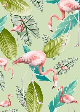 Pastel Flamingo Oasis 1