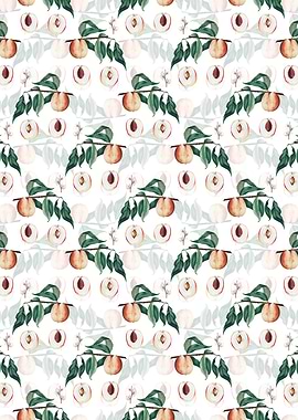 White Floral Peach Pattern