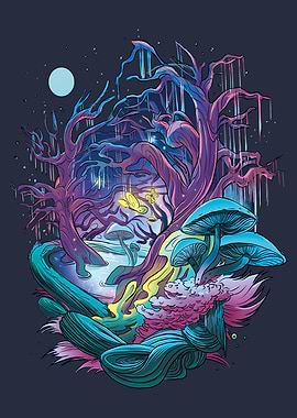 Fantasy forest mushroom