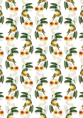 White Floral Peach Pattern
