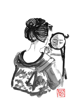 geisha in the mirror