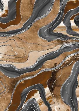 Earthy Marble Agate Silver