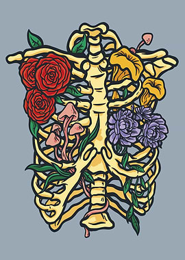 Flowers and mushrooms in