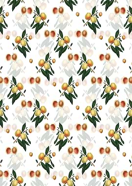 White Floral Peach Pattern