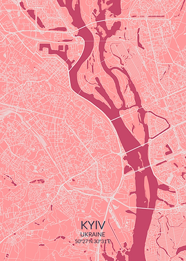 Kyiv Pink Rose Map Kiev