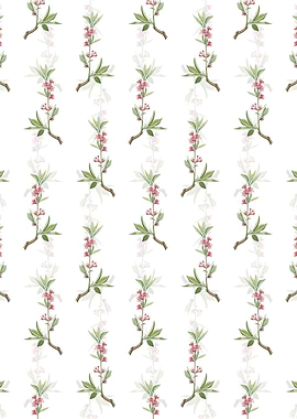 Pink Flower Branch Pattern