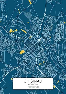 Chisinau Map Blue White