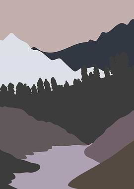 Forest tree river mountain