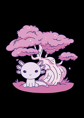 Cute Axolotl with cherry