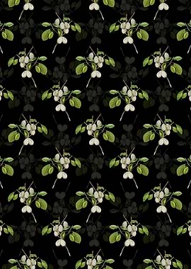 Black Floral Plum Pattern