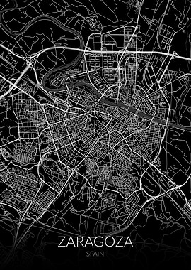 Zaragoza Map Black