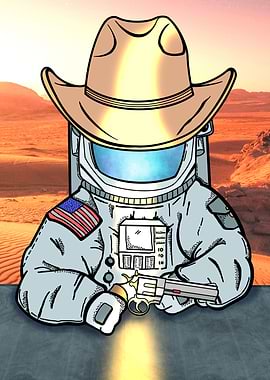 Cowboy astronaut in Mars