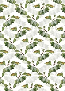 White Floral Plum Pattern