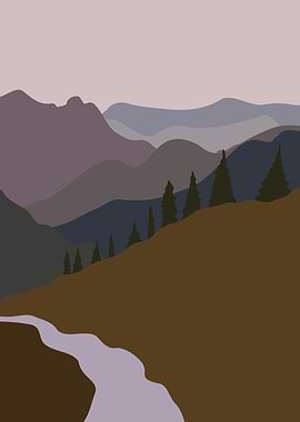 Forest road landscape tree