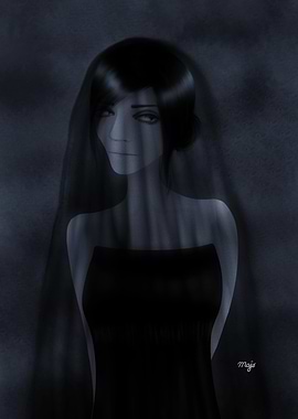 Black Veiled Bride Closeup