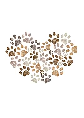 Made of heart brown paw
