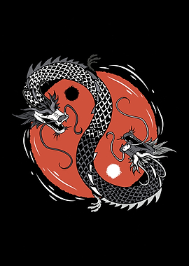 Yin Yang Asian Dragon