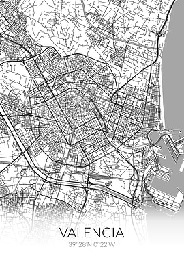 Valencia City Map White