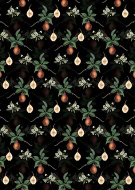 Black Floral Pear Pattern
