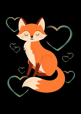 Fox Cute Heart Foxes